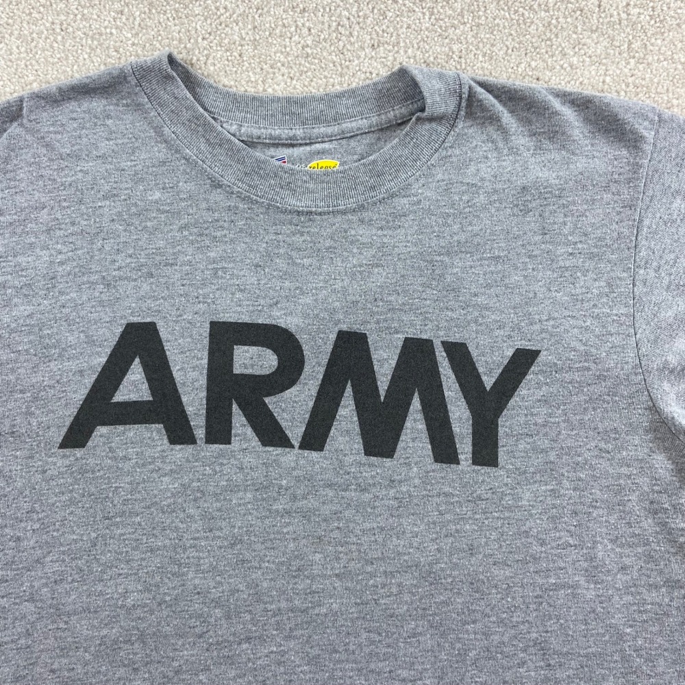 Vtg Army T-Shirt Mens Small Gray Dri-Release Performance Graphic Tee 6820 Soffe